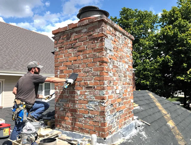 Completed chimney rebuild by Akron Chimney Sweep in Akron, OH
