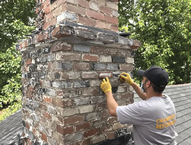 In-progress chimney restoration by Akron Chimney Sweep in Akron, OH