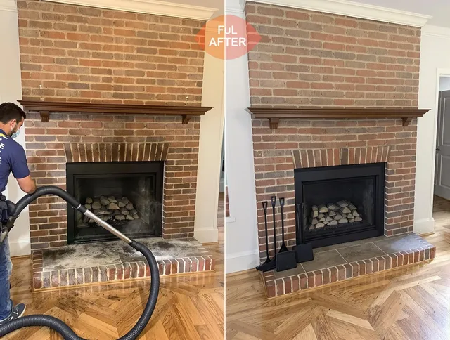 Akron Chimney Sweep carefully sanitizing a fireplace in Akron, OH