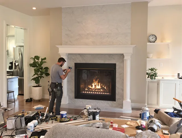 Newly installed fireplace by Akron Chimney Sweep in Akron, OH